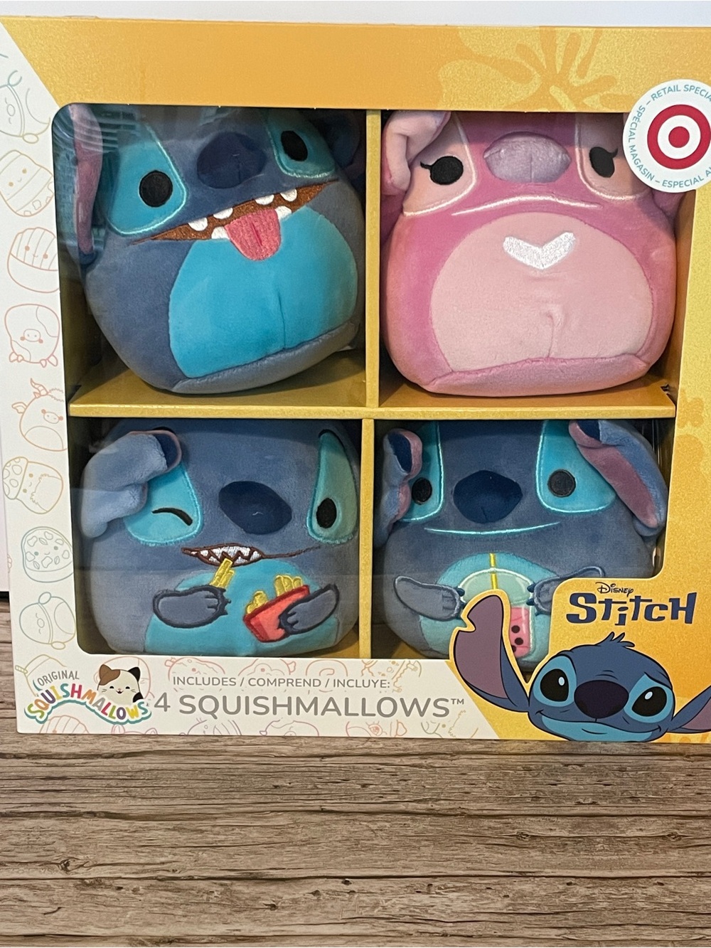 Squishmallows Disney Stitch and Angel 4-Pack Plush Set - Blue & Pink